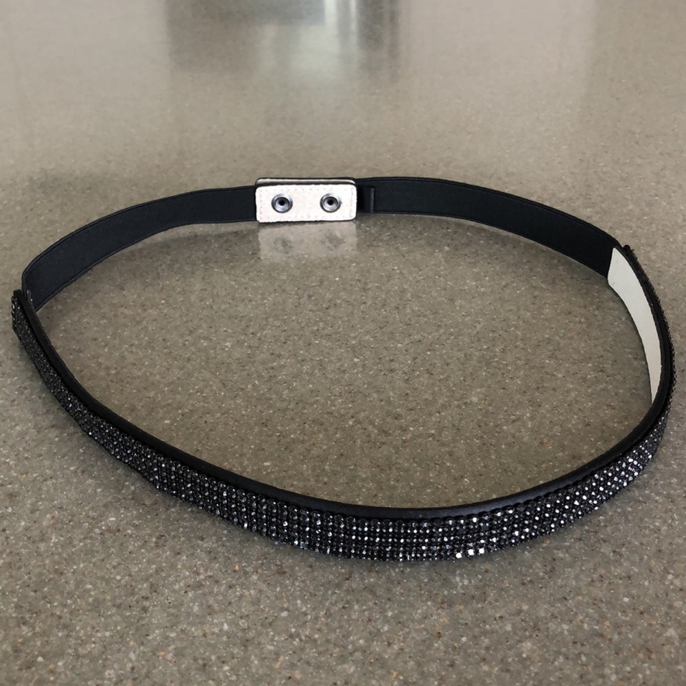 Women's Black Crystal-Embellished Belt